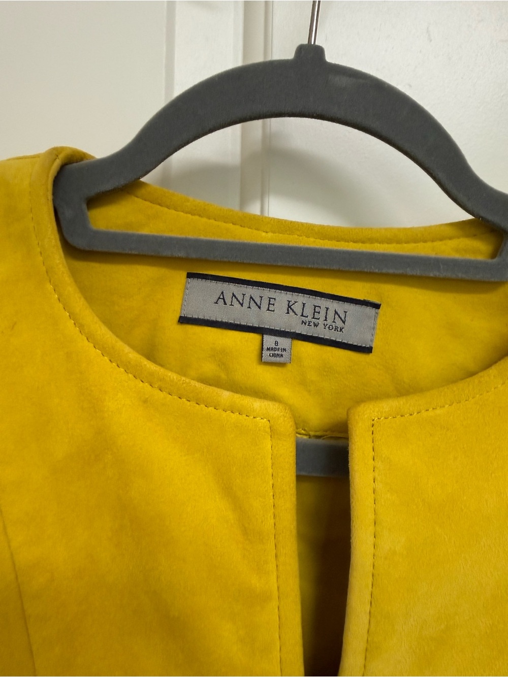 Anne Klein Women’s Yellow Collarless Suede Jacket